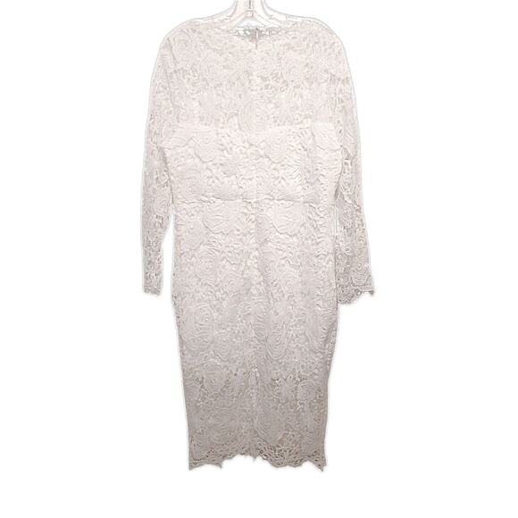 Wedding Dress Sz M Lined Simple Courthouse Elegant Rose Lace Long Sleeve Lined - Picture 7 of 16